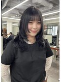 ミディアム/10代20代/ミディアムレイヤー/ウルフ/小顔ひし形
