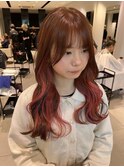 インナーカラーピンクベージュ韓国