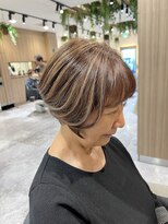 イメージア 町田店(IMAGE A) ハイライト白髪ぼかしブラウンマダムショート@30代40代50代60代