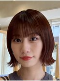 切りっぱなしボブエアリーロング美髪ピンクブラウン