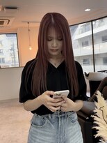 ウル 岡山駅店(ULu.)&nbsp;ピンクベージュハイトーンダブルカラー20代30代40代前髪ブリーチ