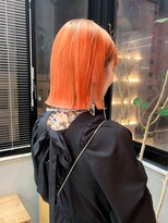 テトヘアー(teto hair)&nbsp;オレンジカラー　ケアブリーチダブルカラー　切りっぱなしボブ
