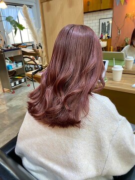 チャプター 問屋町(chapter) くびれミディアムピンクベージュ髪質改善韓国ヘアケアブリーチ