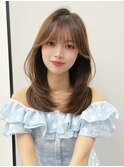大人可愛い20代30代ミディアムレイヤーカットワンカール原宿