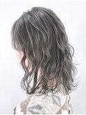 グレージュカラーラフウェーブ_無造作カールボブディ_ba193201