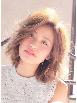 ヘアーズ ベリー 玉造店(hairs BERRY) BERRY_エアリーミディ_ショートパーマ_黒髪_ホワイトアッシュ