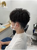 ツーブロ+強めパーマ