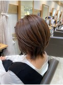 白髪ぼかし細めハイライト30代40代50代シアーカラーセミディ018