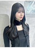 韓国レイヤーロング美髪ブルーブラック【梅田】