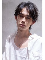 ハバナ 渋谷(HAVANA)&nbsp;メンズ波巻きセンターパート韓国風黒髪ツーブロックマッシュ