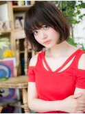 オリーブアッシュ斜めバング切りっぱなしボブh4上尾20代30代40代