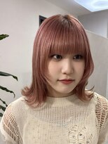 リュンヌ(Lune)&nbsp;ボブ×コーラルピンク/ブリーチカラー/ダブルカラー/YU103