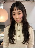 レイヤーカット / 顔まわりカット / ブラウンカラー / 牧野
