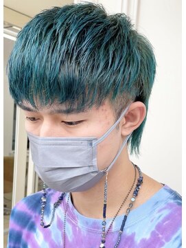 シャルティア(SHALLTIA) ハイトーン/寒色系カラー/デザインカラー/ウルフカット/グリーン