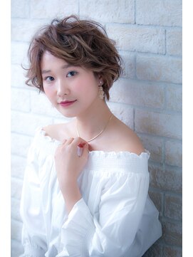 エルデ ナインズ ヘアー スタンド 川口店(elde 9's HAIR STAND) 毛先パーマネオウルフ小顔外ハネボブアッシュブラウン