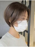 大人ショートボブヘアミルクティーベージュカラーグレイカラー●