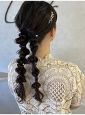ツイン編み下ろしアレンジ/結婚式ヘア/お呼ばれアレンジ