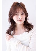 チョコグレージュ/20代30代大人かわいい/ミディアムレイヤー