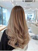ミルクティーベージュ×韓国風ロング大人女子透明感ウェーブ