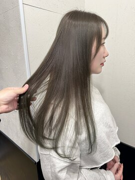 オリーブベージュ/ブリーチなしダブルカラー/ロング