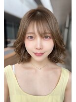 リークフー(Ree cu fuu) 秋カラー×ボブミルクティーベージュブリーチなしカラー小顔