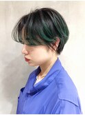 グリーングラデーションショート_外ハネボブ_ba272651