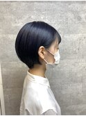 ネイビーブルー 前下がりショートボブ【池袋/ショート/ボブ】