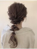 ロング紐アレンジ編みおろし ヘアセット
