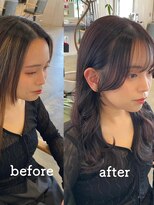 シェル 津山の手店(shel)&nbsp;顔まわりカット前髪レイヤーカット透明感韓国風ヘア