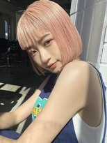 ピンクベージュ/ダブルカラー/ケアブリーチ/髪質改善/原宿