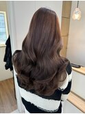 桑名ロングレイヤーカットロングヘアピンクブラウンカラー韓国
