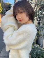 フリー(Free)&nbsp;ナチュラル小顔顔まわりレイヤー暗めカラーグランマッシュ