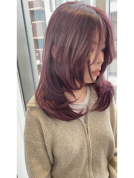 透明感ラベンダーピンク×軽レイヤー