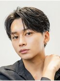 韓国ヘアニュアンスコンマバングセンターパートフェザーパーマ