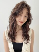 カバーヘア ブリス 志木南口駅前店(COVER HAIR bliss)&nbsp;夏ブリーチなしウェーブパーマロングかきあげ前髪小顔p志木