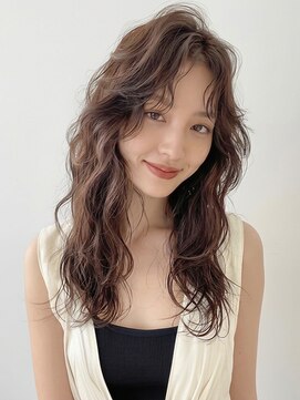 カバーヘア ブリス 志木南口駅前店(COVER HAIR bliss) 夏ブリーチなしウェーブパーマロングかきあげ前髪小顔p志木