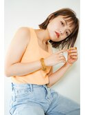 切りっぱなしボブに外ハネスタイリングで安定の可愛いさ