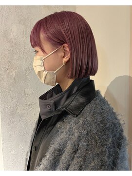 エディ(eddie) 【eddie】切りっぱなしボブ×ピンク　ミニボブ