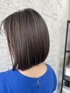 プライズ 池袋店(prize) 30.40代ボブスタイル白髪ぼかしハイライトシアミンクベージュ