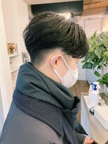 センターパートニュアンスパーマワンカールパーマ韓国コンマヘア