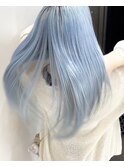 ペールブルー水色カラーホワイトブルーハイトーンカラーブリーチ