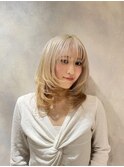ミルクティーベージュカラー/レイヤーカット/海外風レイヤー