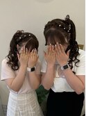 編み込みカチューシャサイドポニーテール/梅田ヘアセット