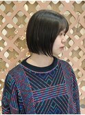 大人ボブ大人ショート前髪あり黒髪ボブ黒髪ショートクールボブ