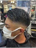 フェード風刈り上げ七三ヘアーツーブロック