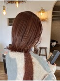 ボブ × ピンクブラウン