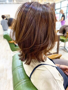 リコバイアフロート(riko by afloat) ウルフ/レイヤーボブ/ハイライト/ミディアム/ブラウン