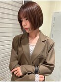 チョコレートブラウン×丸みボブ