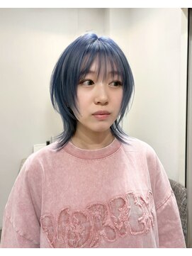 ロッカヘアエジェ(ROCCA hair eje.) ダークブルーブルーグレー×韓国風ショートウルフ