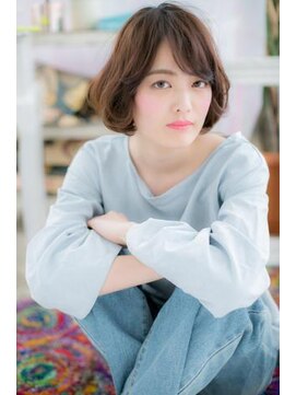 ミック ヘアアンドビューティー 大山店(miq  Hair&Beauty) 斜めバングくすみカラーゆるふわカールAラインボブc1